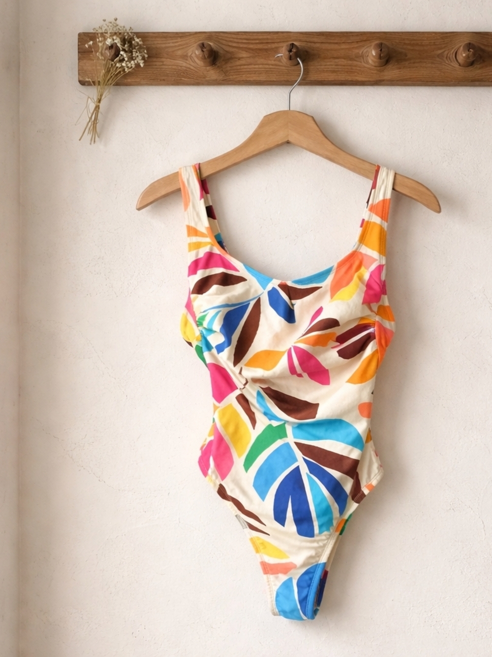 Tabitha Brown Swimsuit in Cream with Pink and Turquoise Accents